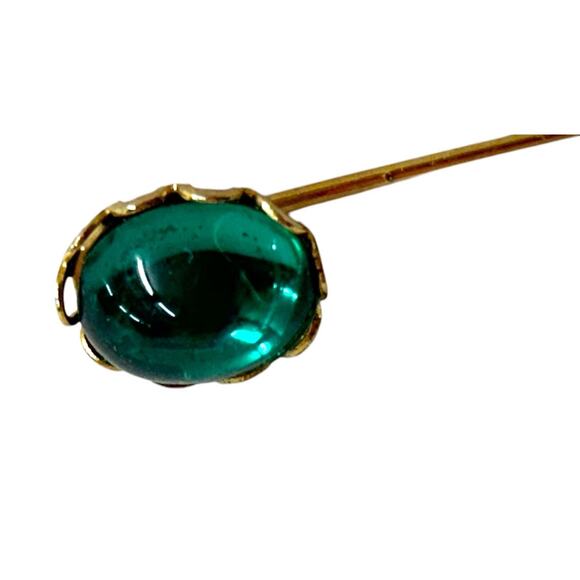 Statement Pendant Pewter Color Faceted Acrylic Copper Color Oval 2" x 1.25" - Picture 3 of 6